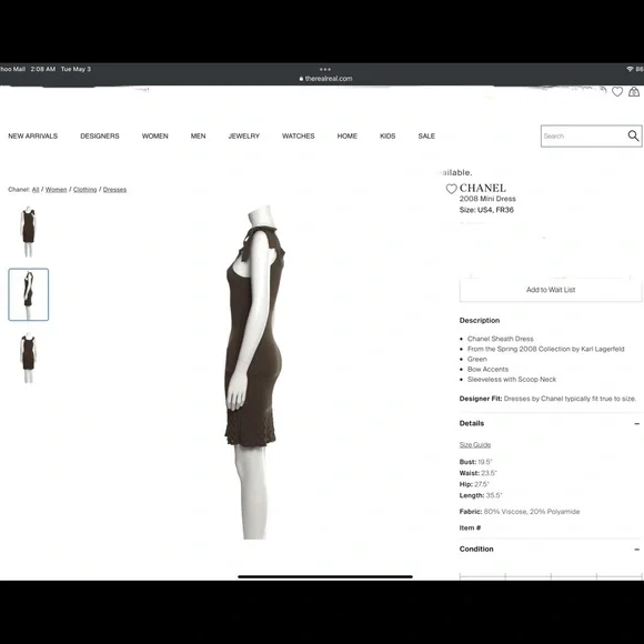 CHANEL Vintage 2008 by Karl Lagerfield ~sheath dress in military green - Picture 8 of 17